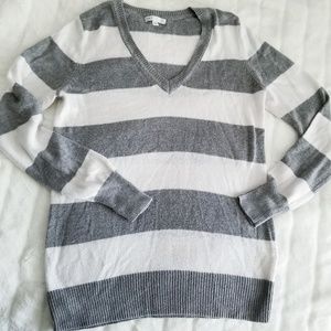 GAP Luxe V-Neck Striped Sweater